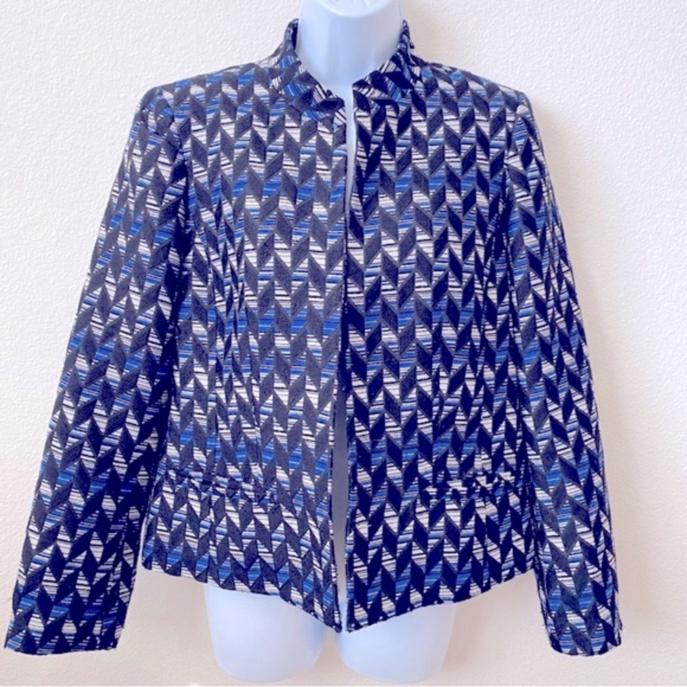Anne Klein, Mandarin Collar, Open Front Jacket